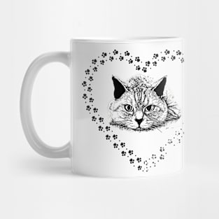 Tierno gatito en un corazón Mug